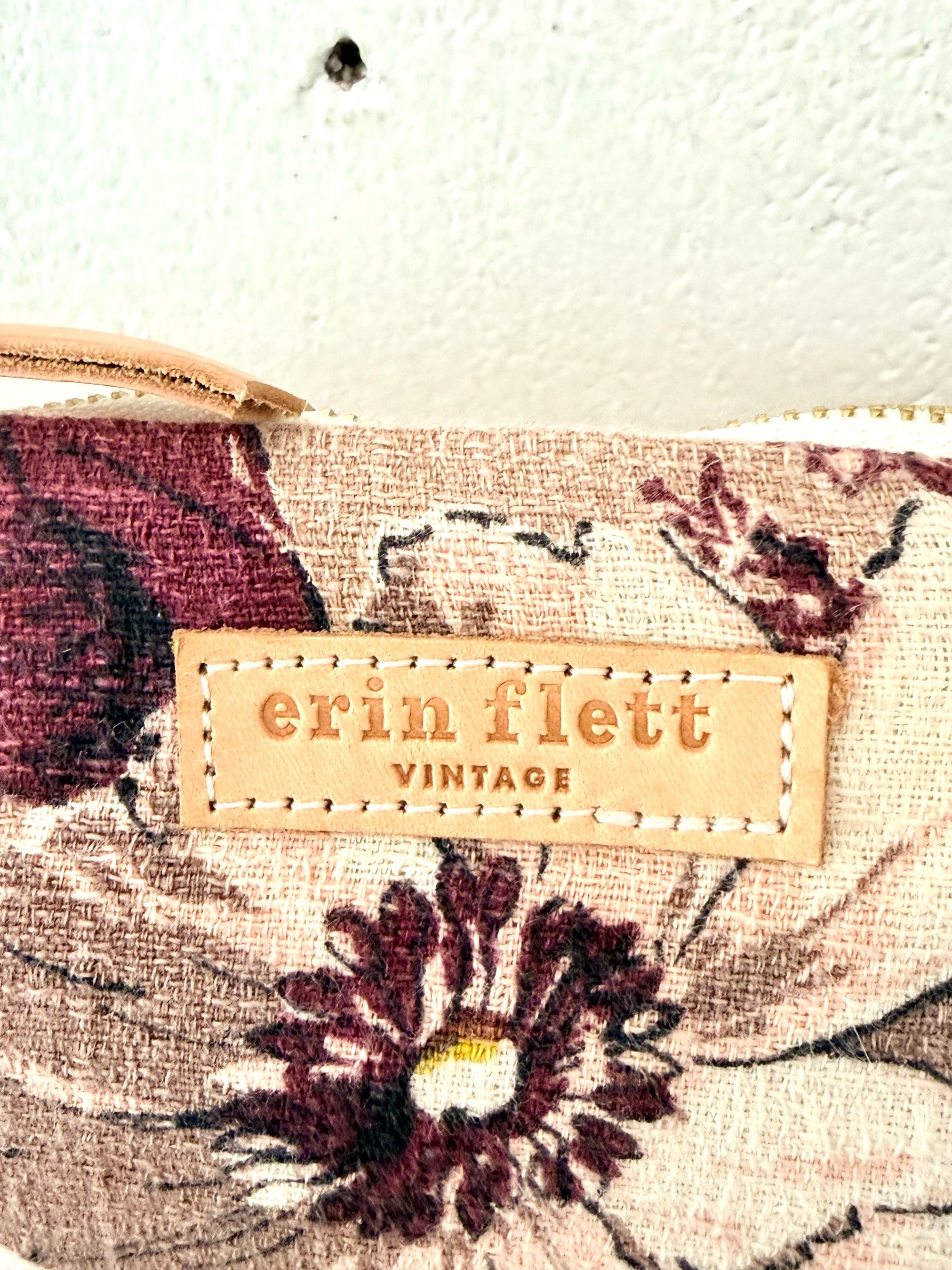 Leather Adj Strap + Vintage Bark Cloth Ellie zip Floral