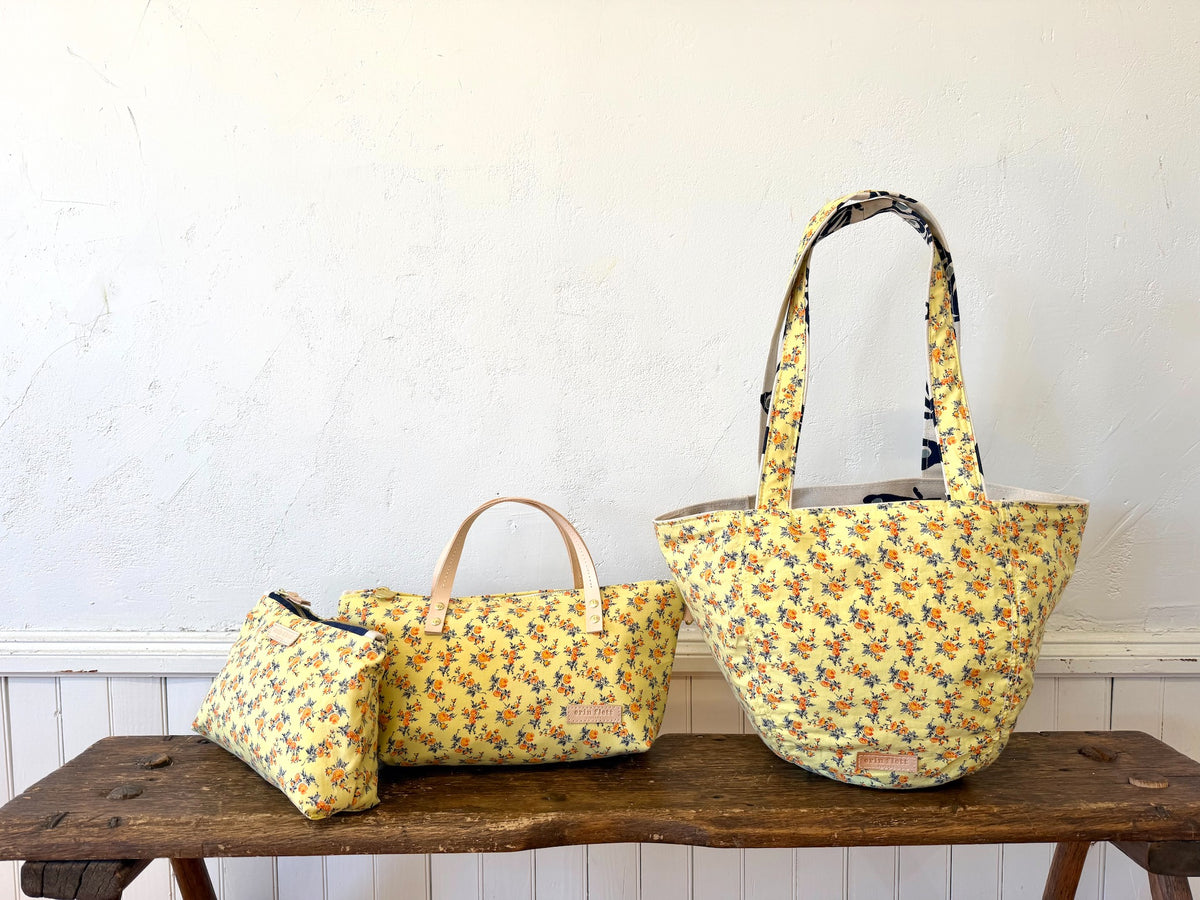 Sweet Yellow Small Floral Satchel + Erin Flett inside