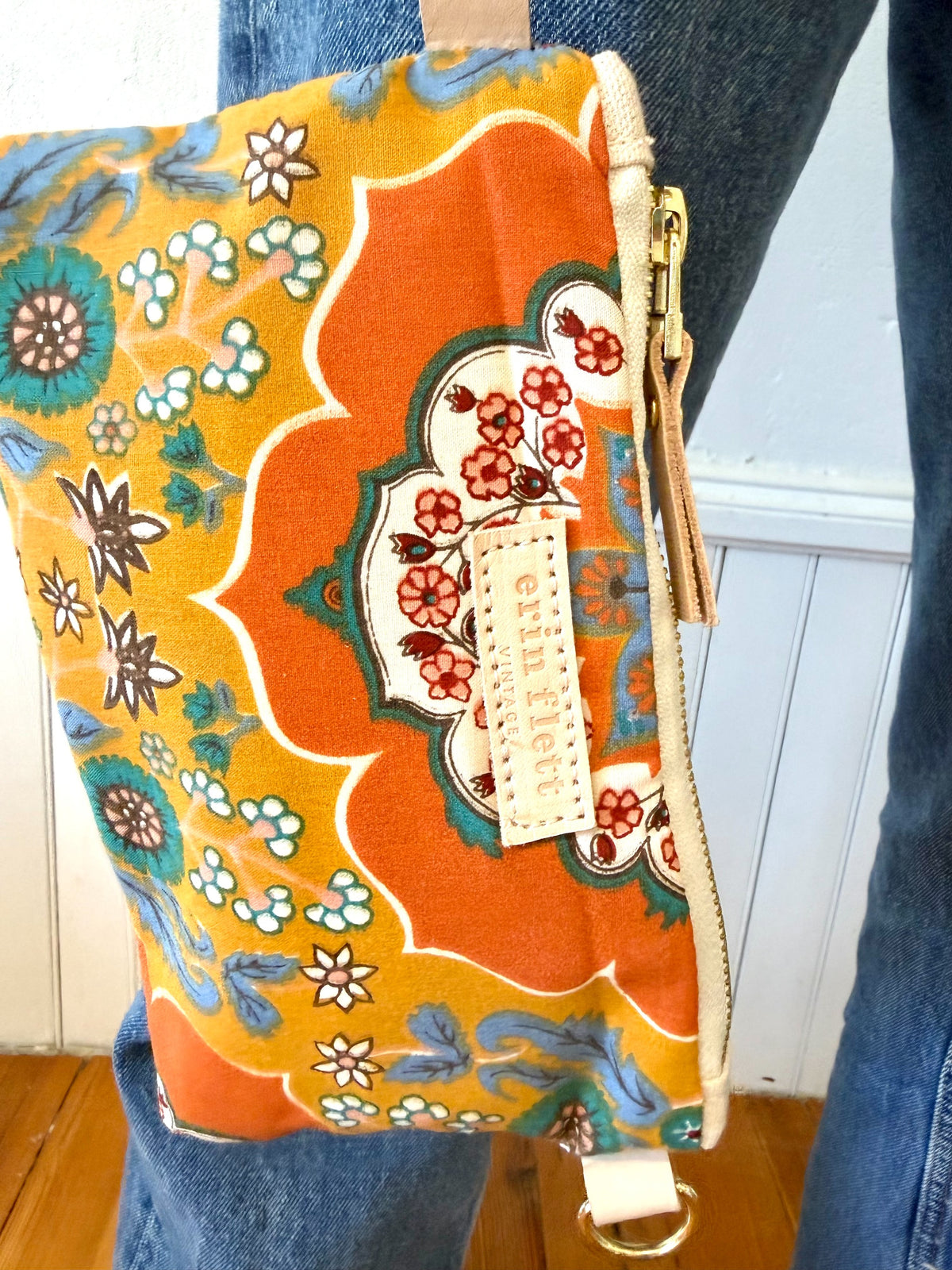 Vintage Wristlet - 1970's Earthy Bohemian Style Floral