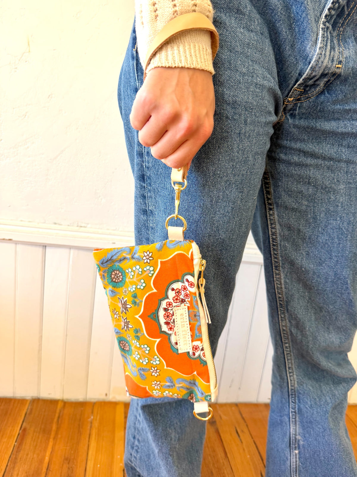 Vintage Wristlet - 1970's Earthy Bohemian Style Floral