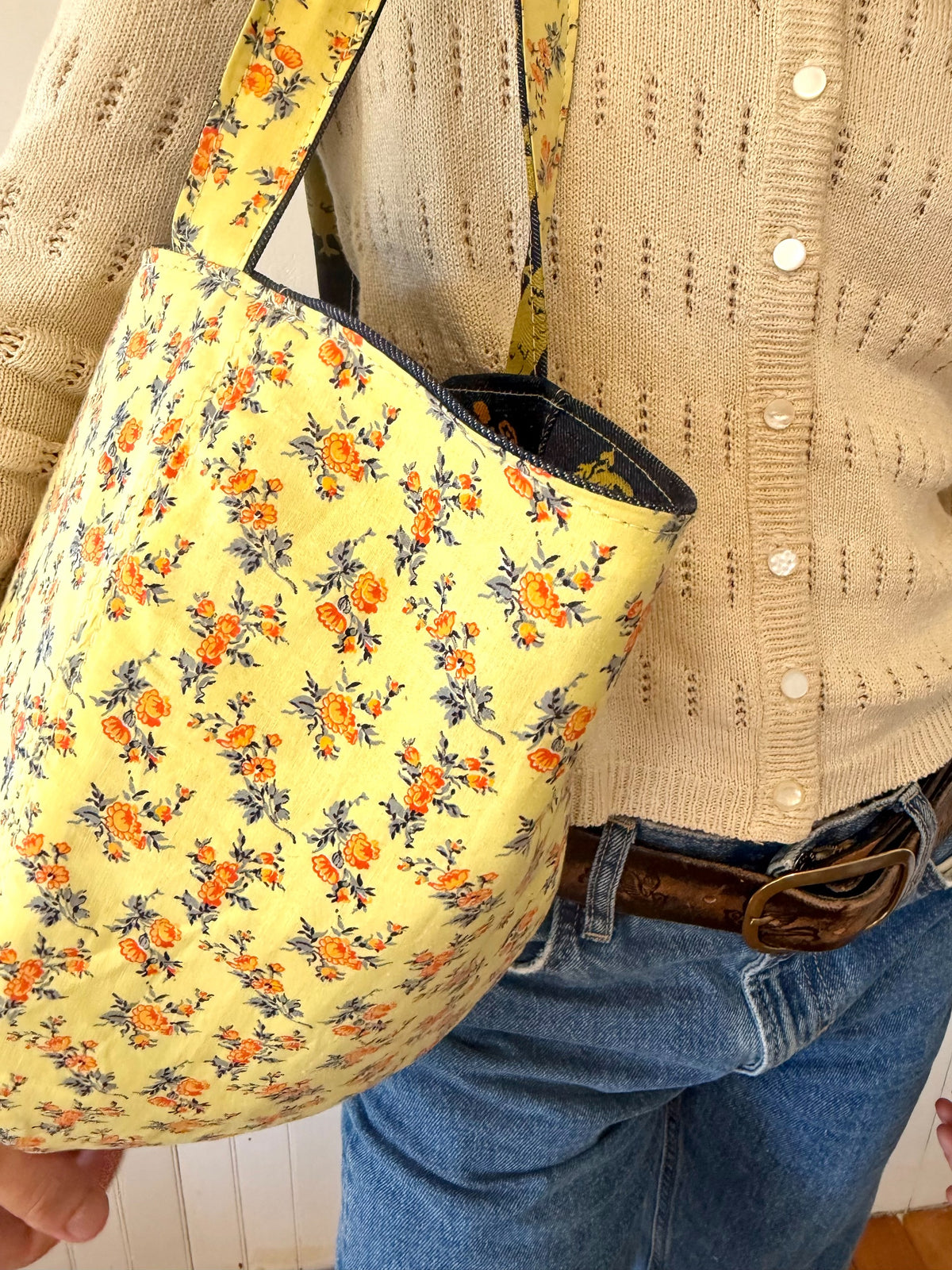 SMALL Vintage Boho - Sweet Orange Floral + Erin Flett Plaid inside