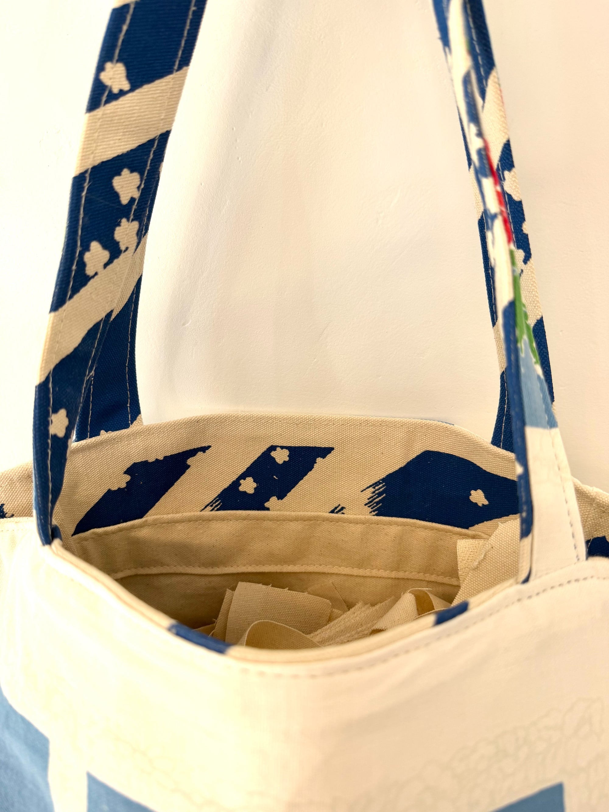 Vintage 1940-1950's Geo Floral Print BOHO Tote Bag - WITH Erin Flett print inside