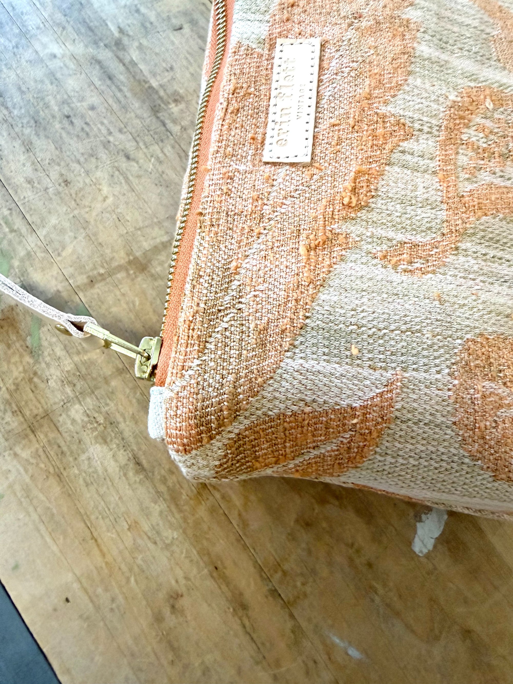 Vintage Laura Bag - Vintage 1970's Jacquard Orange Botanical Print - WITH Erin Flett print inside