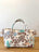 Vintage Satchel Bag - Small - Brown Blues Floral + Erin Print Inside