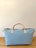 Vintage Satchel Bag - Large - Blue Variegated Stripe + Erin Print Inside