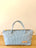 Vintage Satchel Bag - Small - Fabric Handle - Blue Variegated Stripe + Erin Print Inside