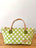 Vintage Satchel Bag - Small - Leather Handle - Mid Century Geo Trellis Chartreuse Green + Erin Print Inside