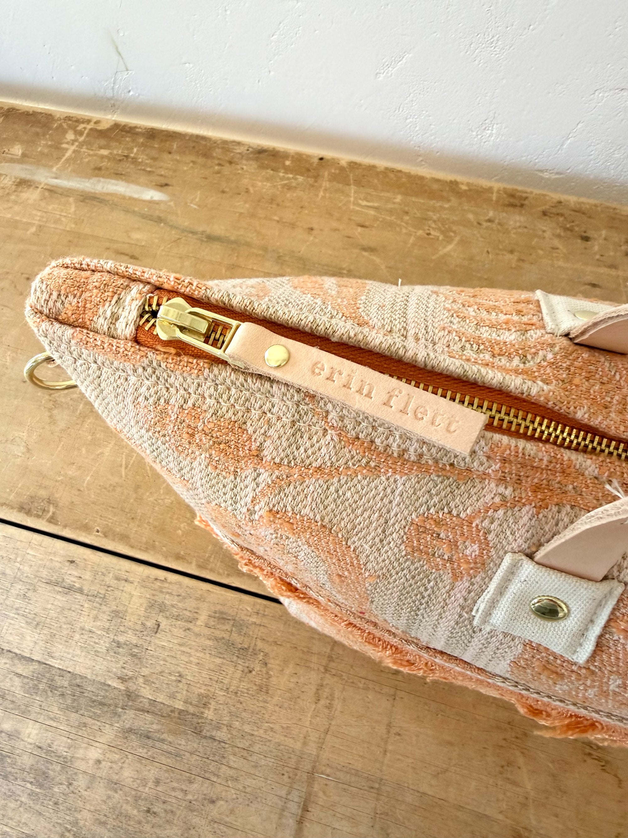 Vintage Satchel Bag - Large - Textured Table Cloth + Erin Print Inside