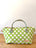 Vintage Satchel Bag - Small - Fabric Handle - Mid Century Geo Trellis Chartreuse Green + Erin Print Inside