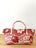 Vintage Satchel Bag - Small - Crimson French Damask + Erin Print Inside