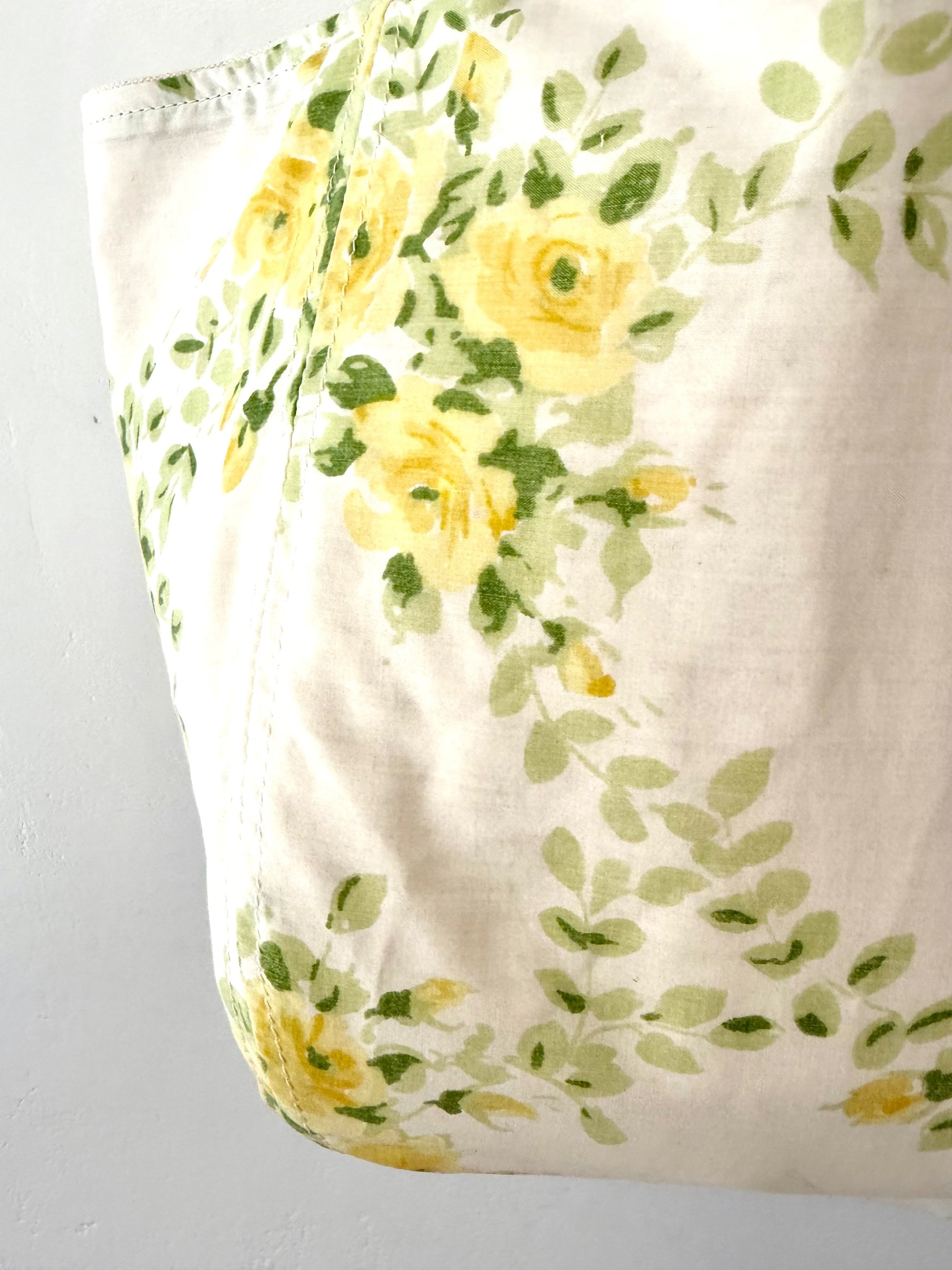 Vintage SMALL Boho Bag - Yellow + Sage Green Floral + Erin Print Inside