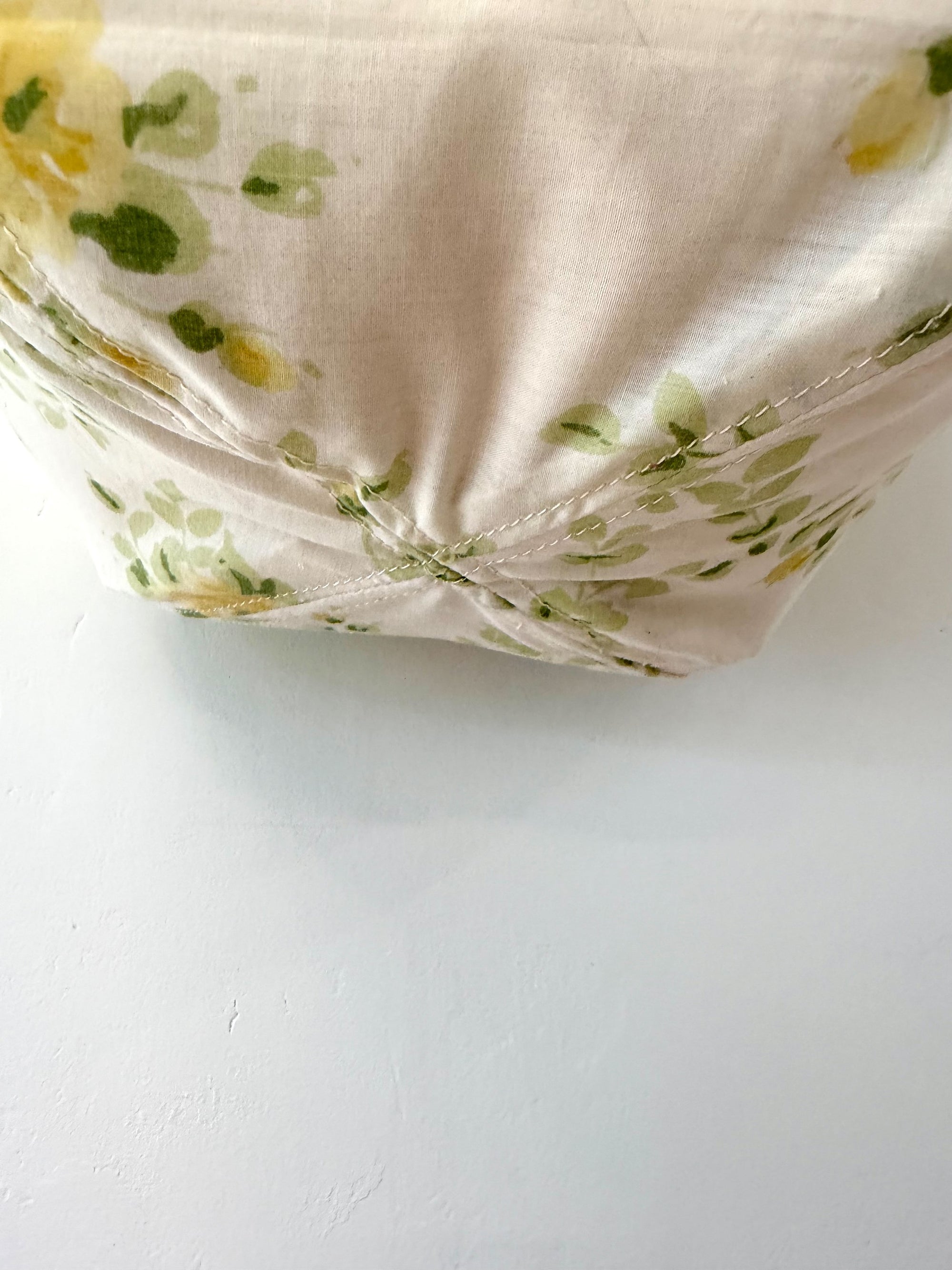 Vintage SMALL Boho Bag - Yellow + Sage Green Floral + Erin Print Inside