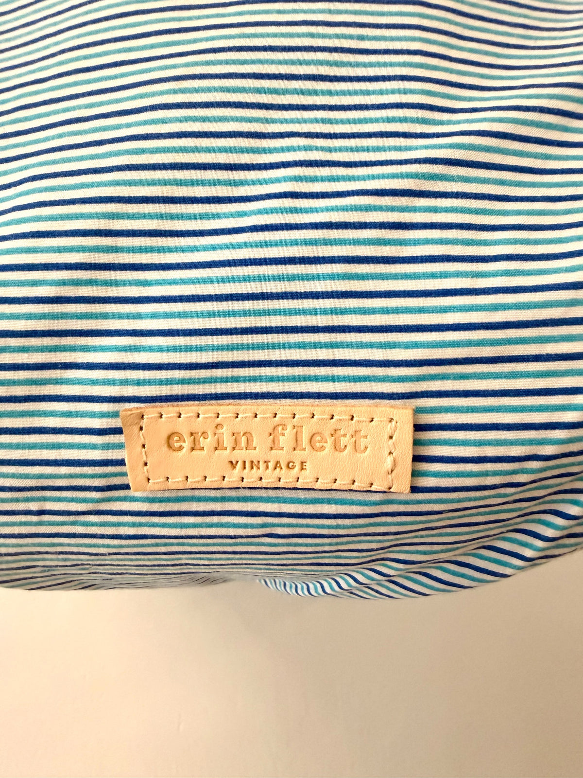 Vintage SMALL Boho Bag - Blue Variegated Stripe + Erin Print Inside