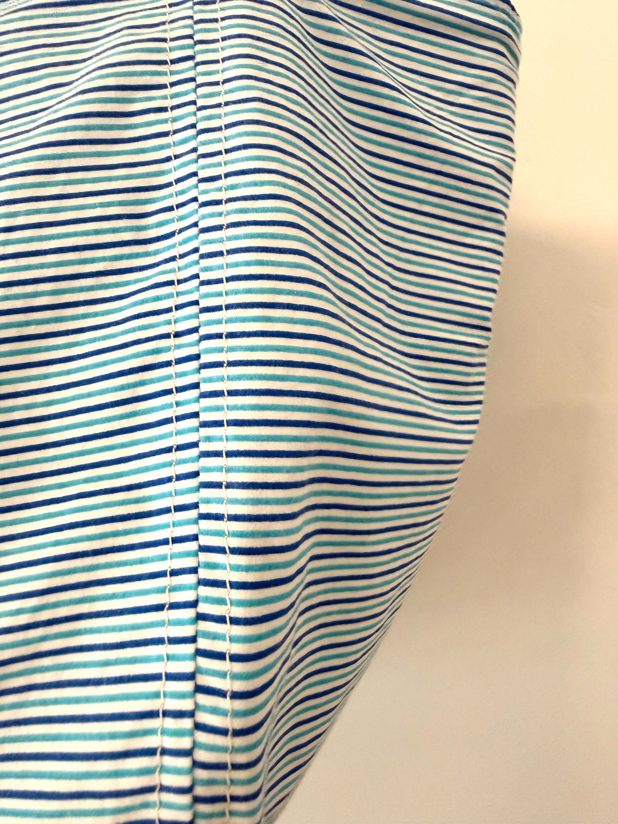 Vintage SMALL Boho Bag - Blue Variegated Stripe + Erin Print Inside