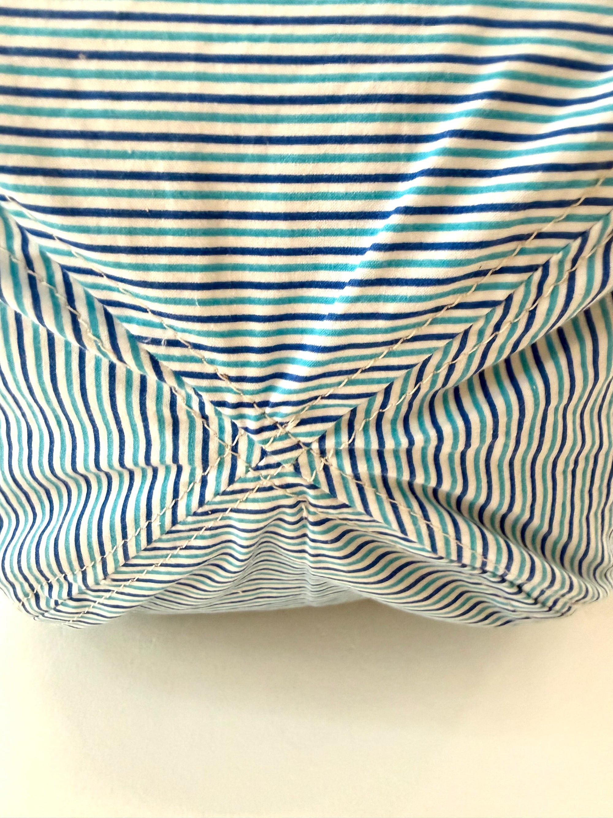 Vintage SMALL Boho Bag - Blue Variegated Stripe + Erin Print Inside