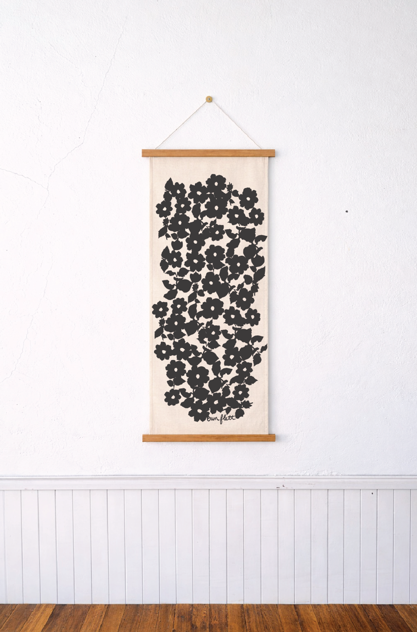 Erin Flett Worn Black Anita Linen + Cotton Wall Hanging 18x42 inches