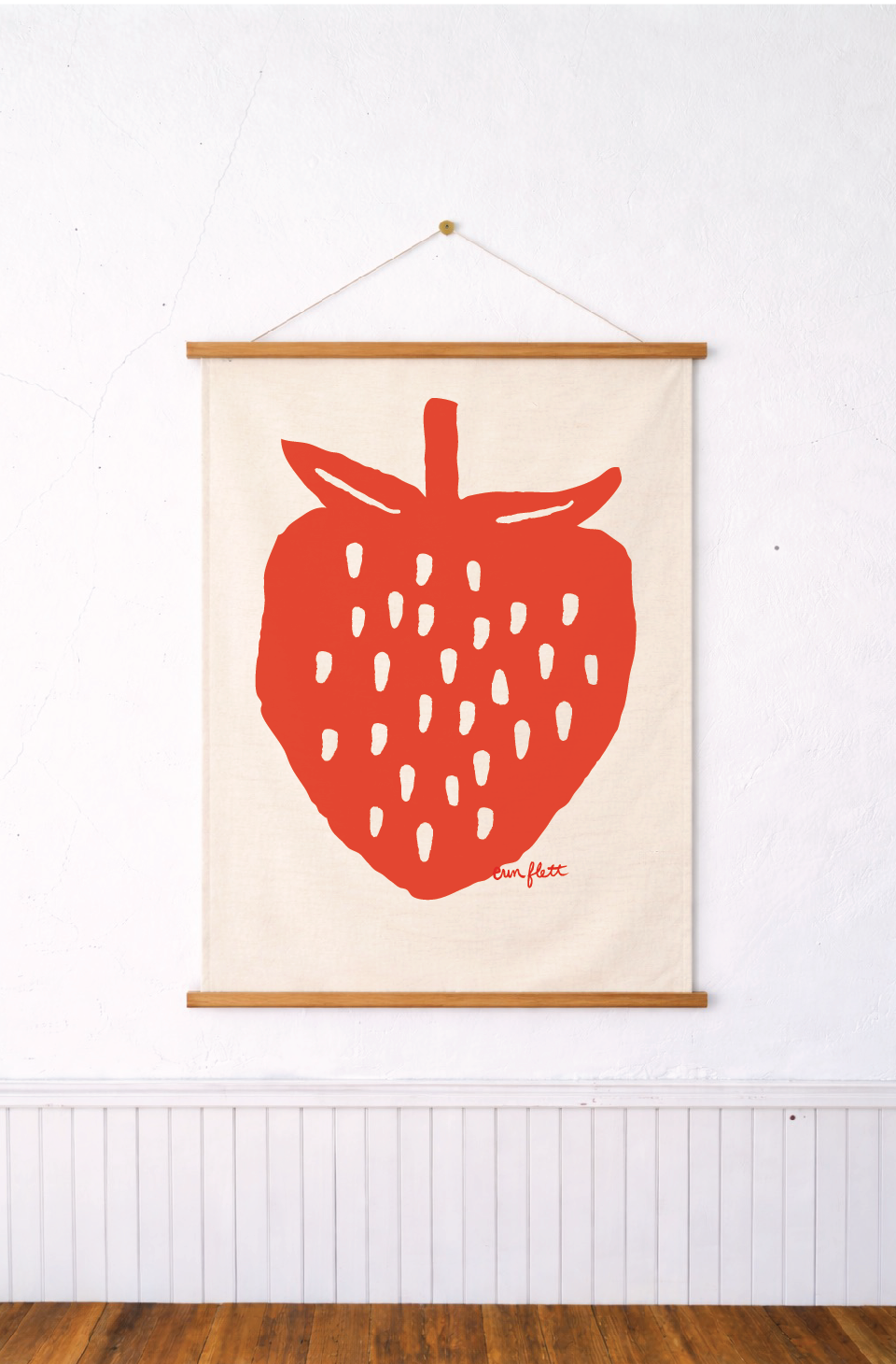 Erin Flett Strawberry Linen + Cotton Wall Hanging SUPER LARGE 34x52