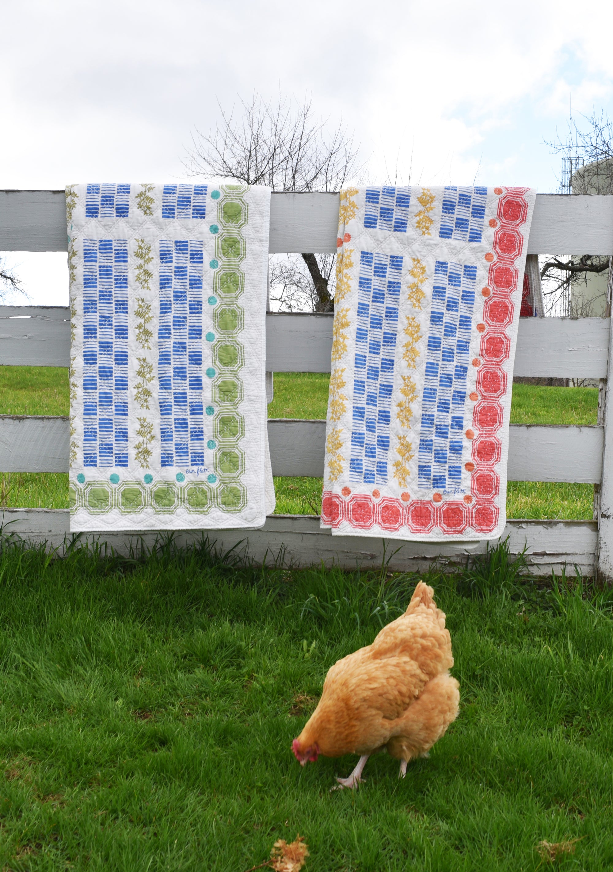 Vintage Tile Quilt Throw in Sage By Erin Flett 3