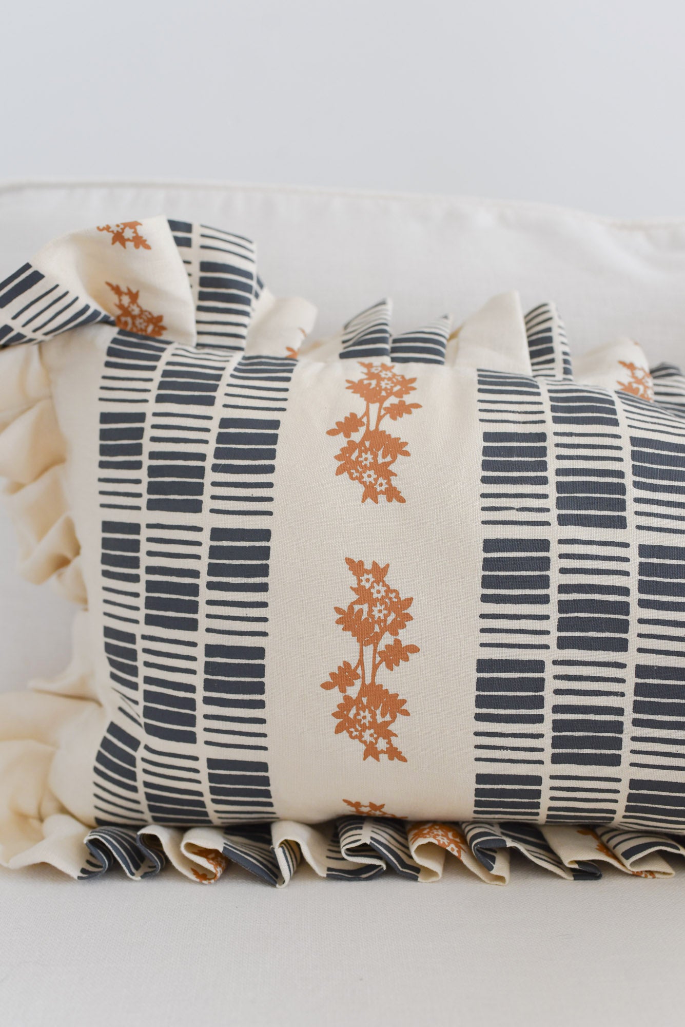 Linen Ruffle Pillow Cover