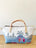 Small Satchel - Multi Color Tropical Skyline Vintage Pattern