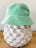 Small / Med Vintage Bucket hat - Textured Soft Green Cross