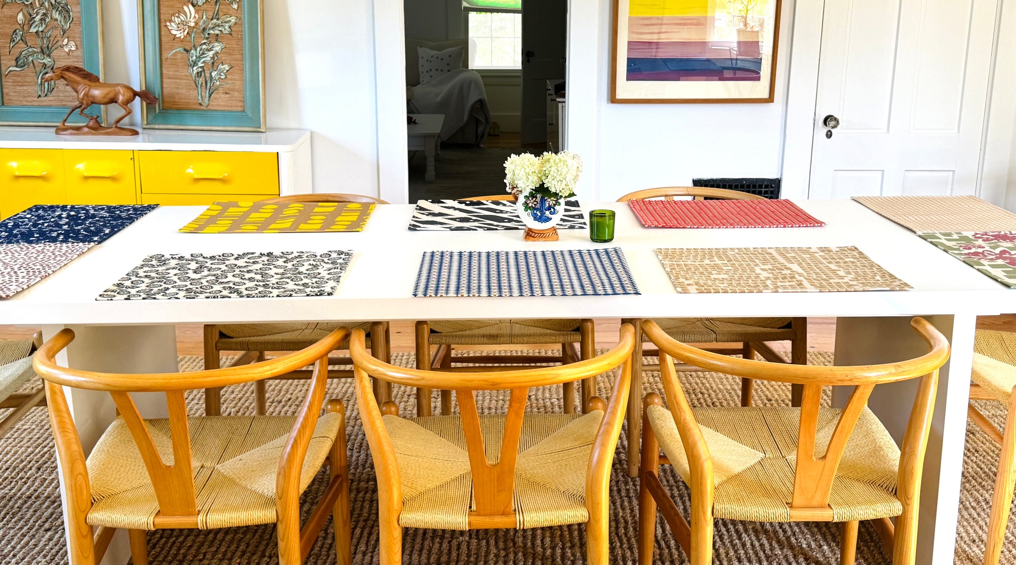 SET OF 4 PLACEMATS - SAND GEO SQUARES