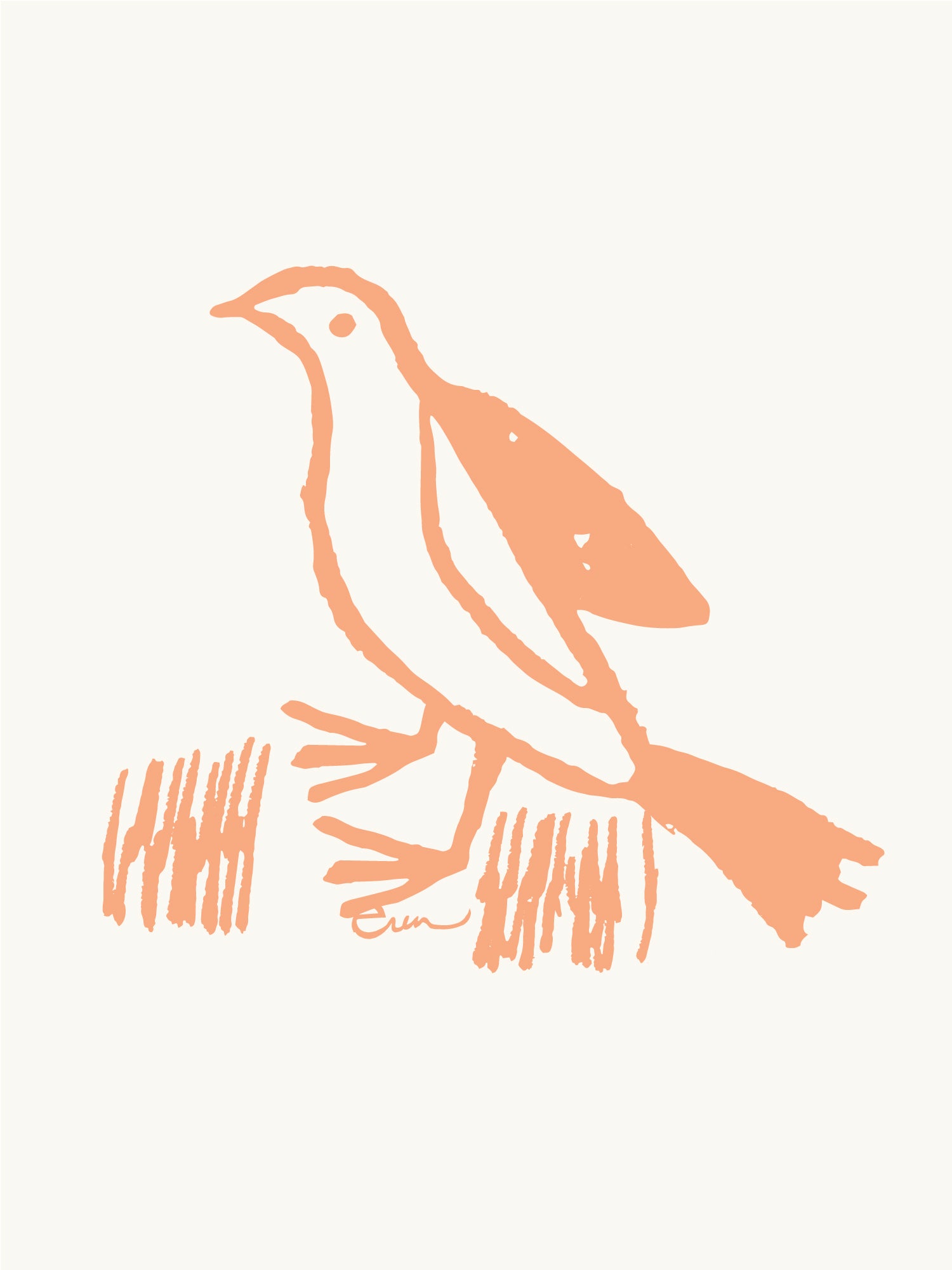 PEACH BIRD GICLEE PAPER ART PRINT