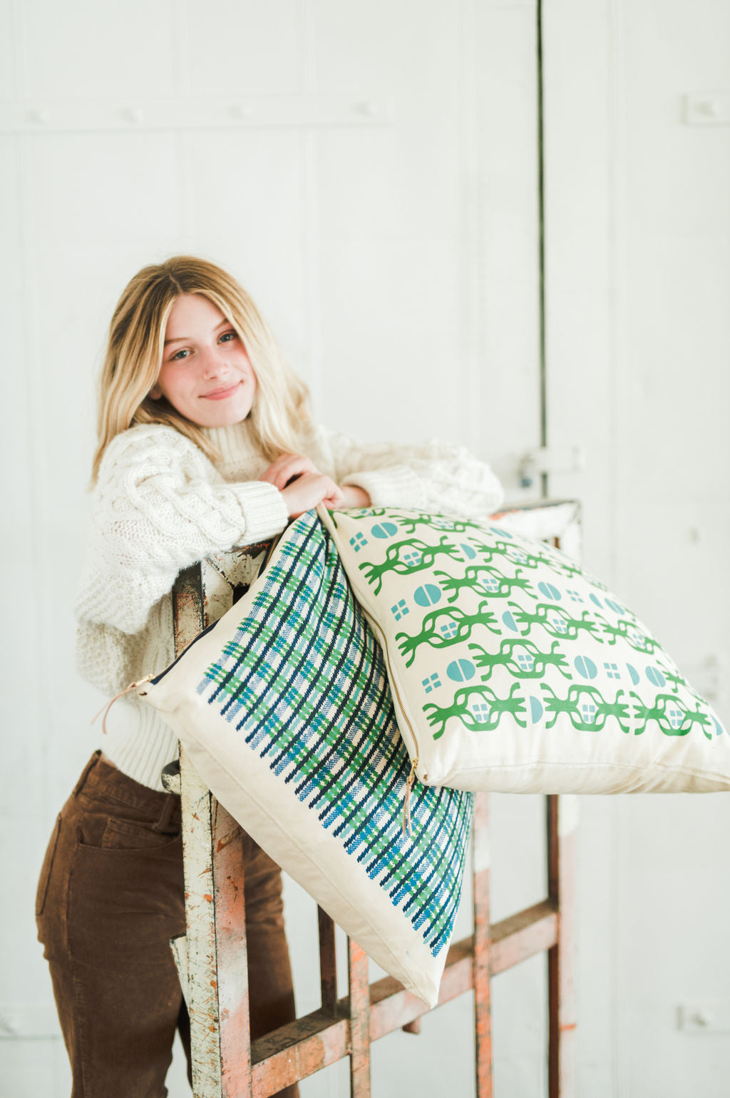 KELLY GREEN + TURQUOISE CHALET PILLOW