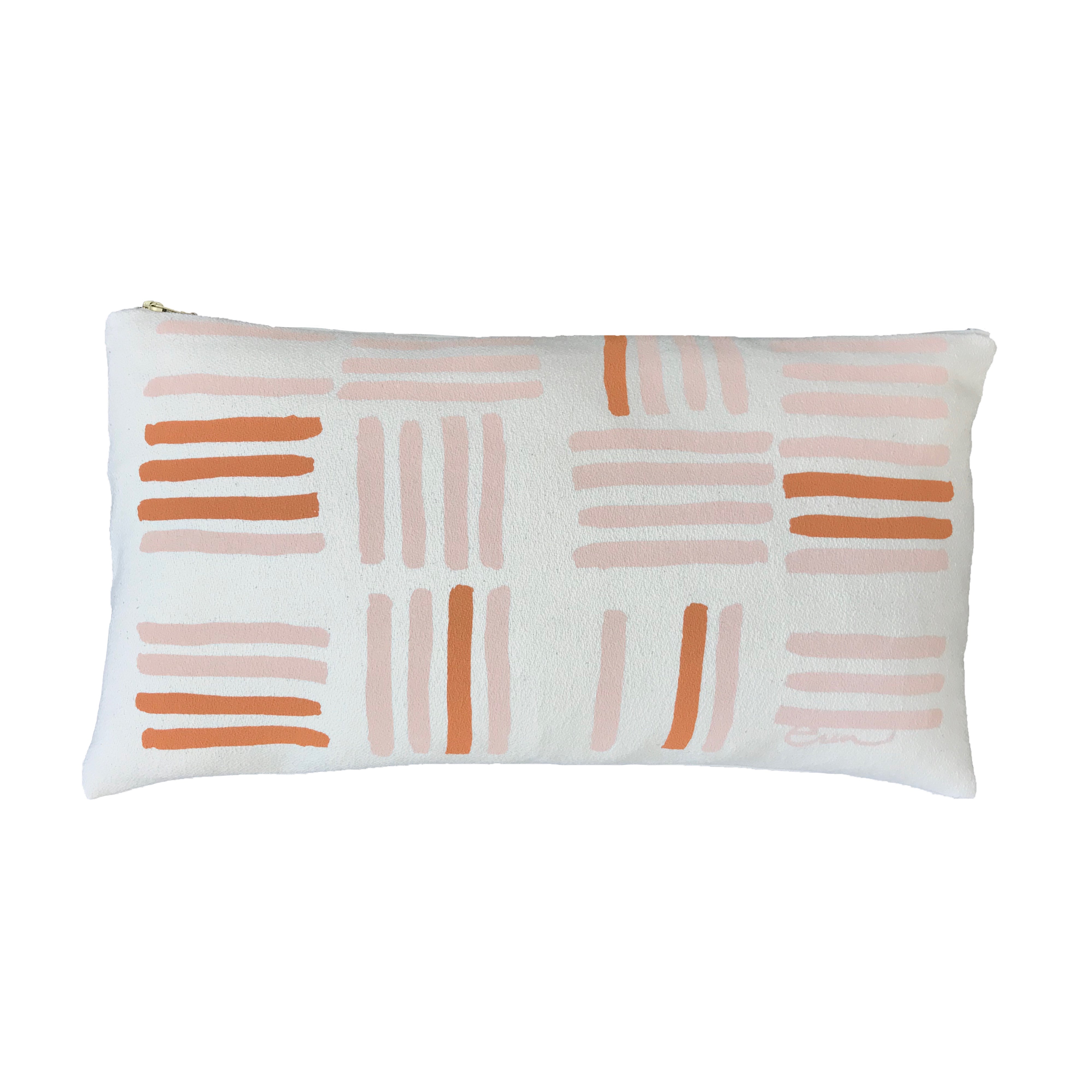 DUSTY PINK GRID PILLOW